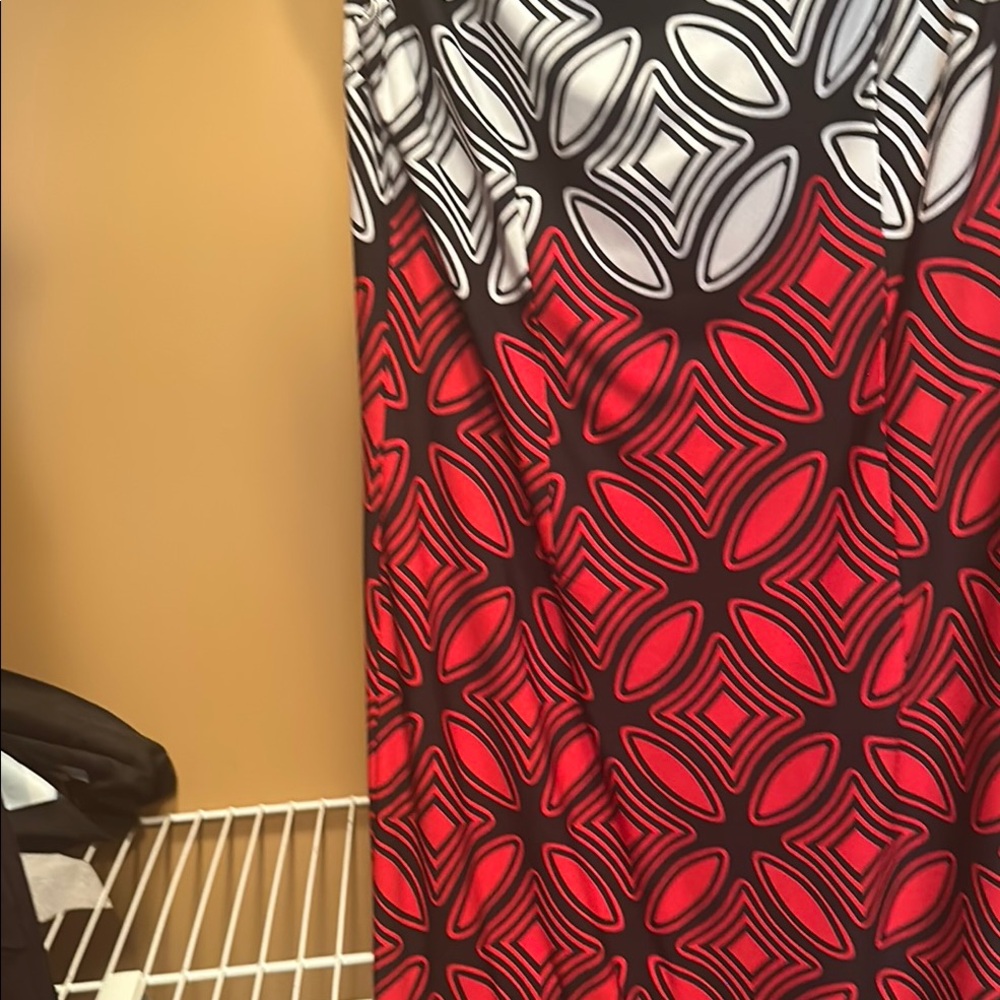 R&K Red and Black Geometric Midi Dress